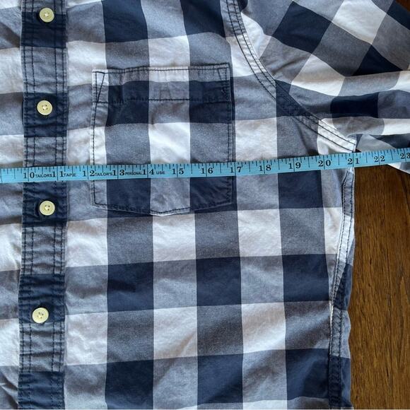 Abercrombie & Fitch Buffalo Plaid Button Down Muscle Shirt Navy Mens Lrg Preppy - Picture 8 of 9